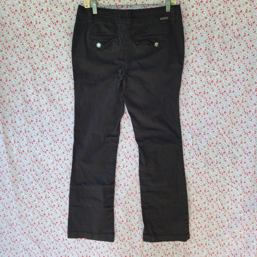 BKE Casuals Serena Pants Size 28 Womens Brown Straight Leg Trouser Flap Pocket